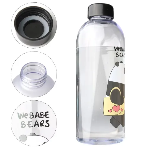 Cute Bear kids Plastic Water Bottle With Straw